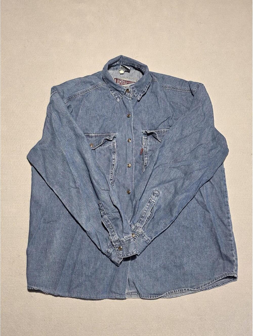 Vintage 90s Rampage Classics Denim Shirt Men's Large Blue Button Down Cotton